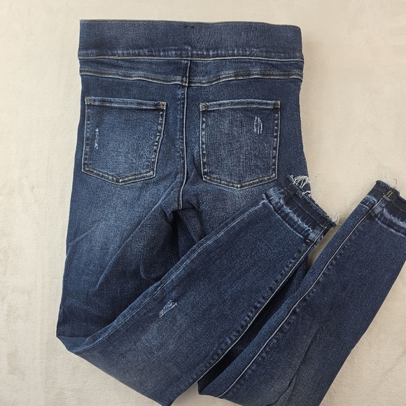 Spanx distressed high rise Jeggings XS Women's Blue Jeans elastic waist - Picture 10 of 11